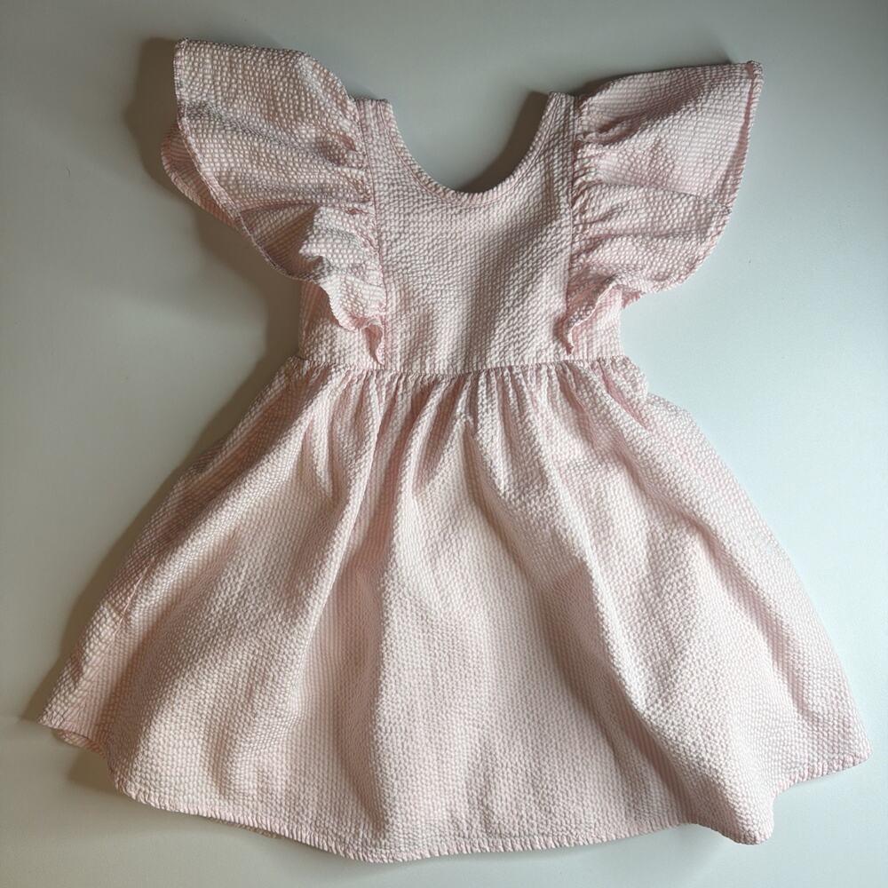 Monica + Andy Girls Pink White Seersucker Dress Toddler Size 6/7 Classic Cute